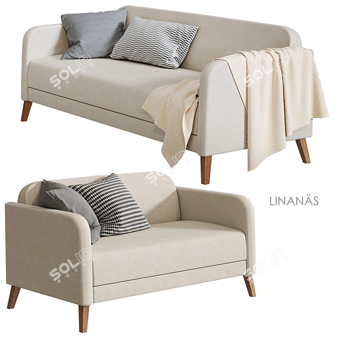 Ikea Linanes Sofa - Versatile and Stylish 3D model image 15