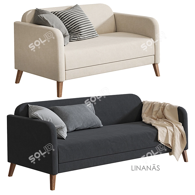 Ikea Linanes Sofa - Versatile and Stylish 3D model image 16