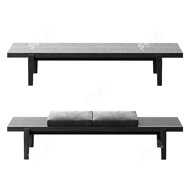 Modern Upholstered Bench for Home or Hotel 3D model image 2