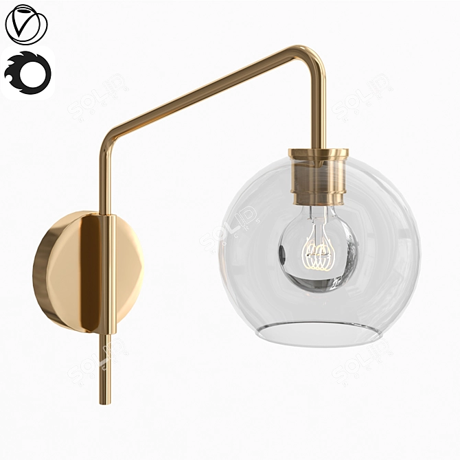 Sculptural Globe Sconce: Unique Adjustable Lighting 3D model image 1