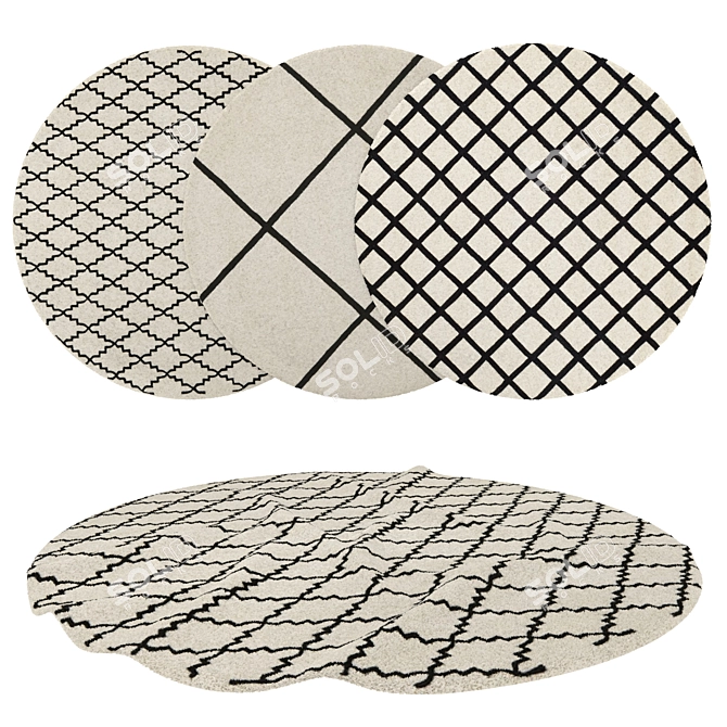 Versatile Round Rug Set - 6 Rugs for Any Perspective! 3D model image 1