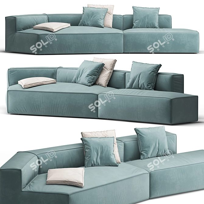 Cozy Peanut B Sofa: Perfect Blend of Comfort and Style! 3D model image 1