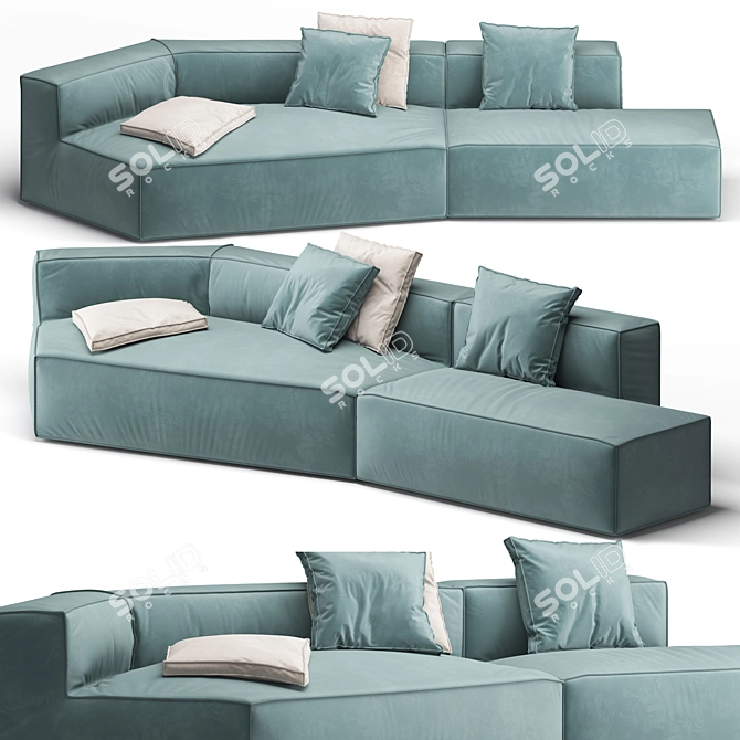 Cozy Peanut B Sofa: Perfect Blend of Comfort and Style! 3D model image 2