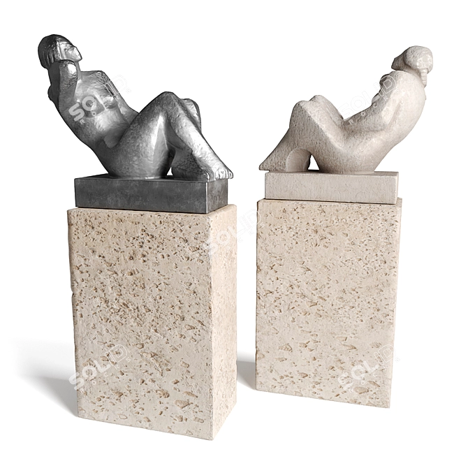  Serene Sitting Woman Sculpture 3D model image 1