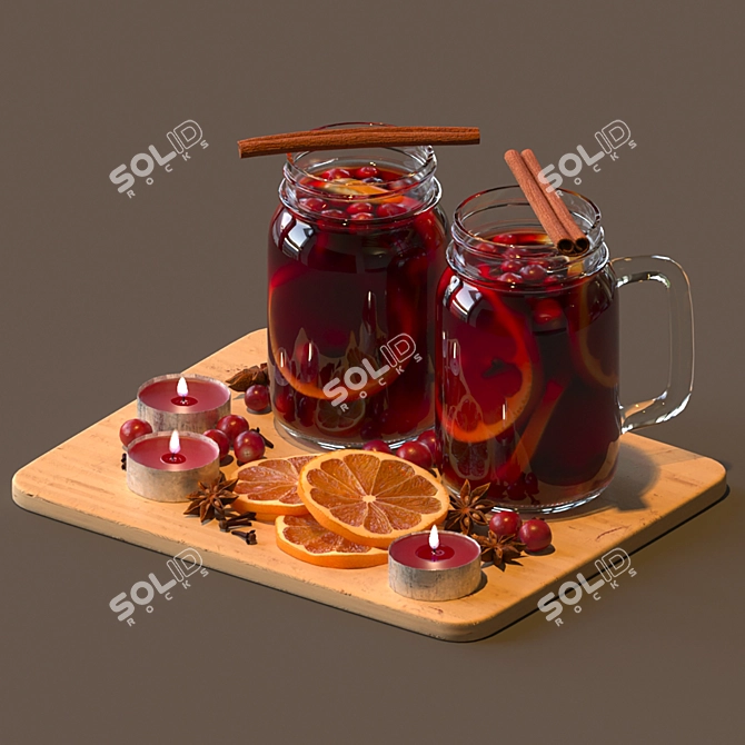  Festive Mulled Wine Set 3D model image 5