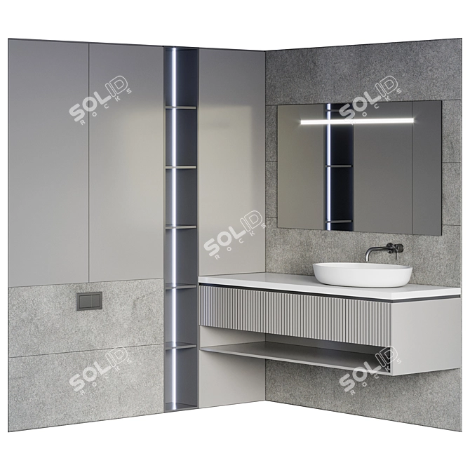 Modern Bathroom Furniture Set 3D model image 1