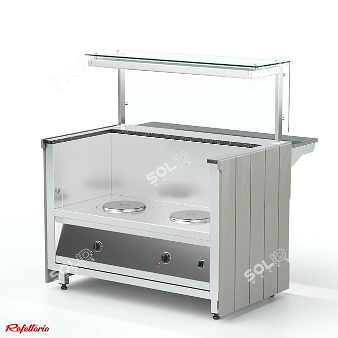 Pro Chef Bain-Marie: Electric Burners for First Courses 3D model image 2