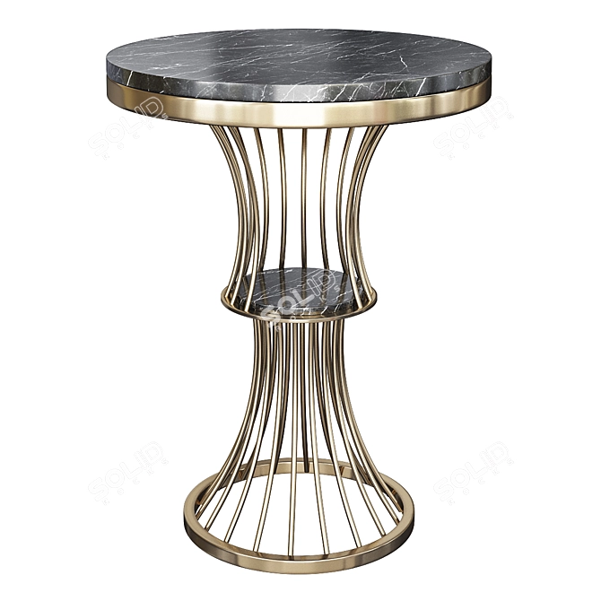 Sleek Black Marble Spiral End Table 3D model image 1