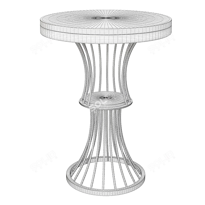 Sleek Black Marble Spiral End Table 3D model image 2