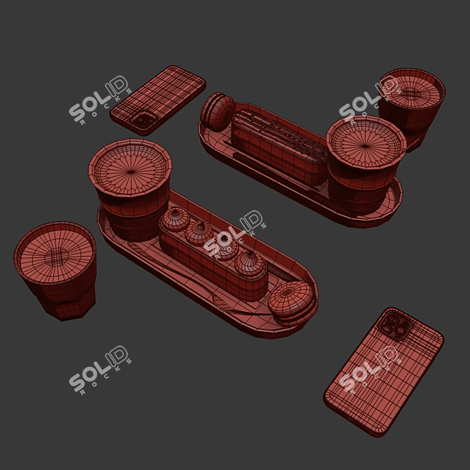 Cafe Table Decor Set 3D model image 7