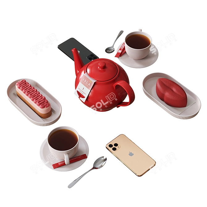 Cafe Table Decor Set - Elegant and Stylish 3D model image 1