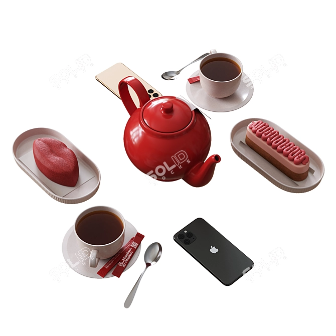 Cafe Table Decor Set - Elegant and Stylish 3D model image 5