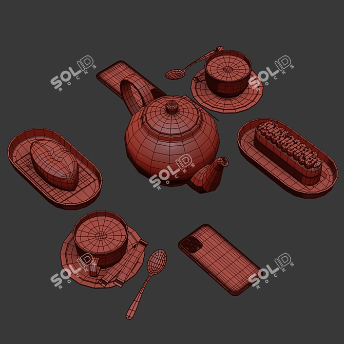 Cafe Table Decor Set - Elegant and Stylish 3D model image 6