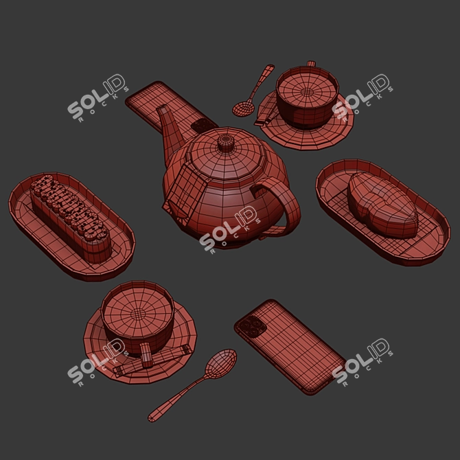 Cafe Table Decor Set - Elegant and Stylish 3D model image 7