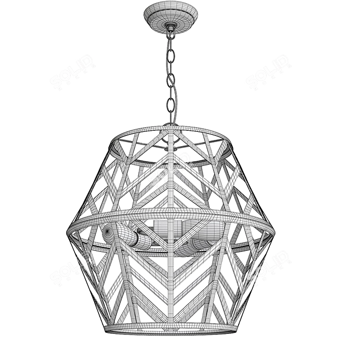 Elegant Chevron Chateau Chandelier 3D model image 2