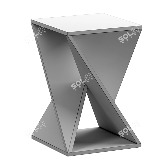 Rustic Grey Mango Wood Side Table 3D model image 3