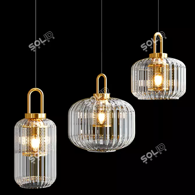 Elegant Metal and Glass Luminaires 3D model image 2