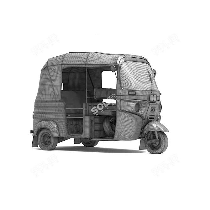 Mini Rickshaw Taxi: Detailed High-Quality Model 3D model image 2