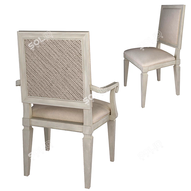 Elegant French Dining Chair 3D model image 2