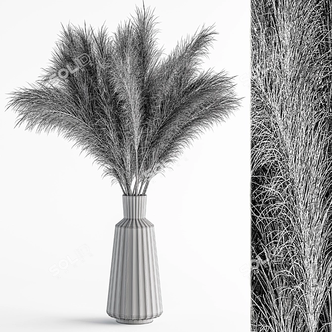 Natural Pampas Grass Bundle Set 3D model image 5