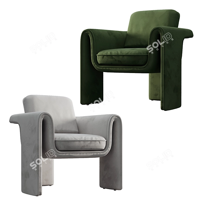 Velvet Henna Armchair 3D model image 4