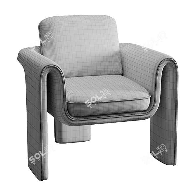 Velvet Henna Armchair 3D model image 5