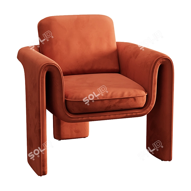 Velvet Henna Armchair 3D model image 6