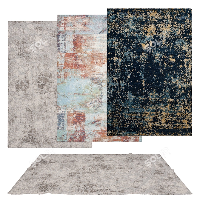 Versatile Rug Set with 6 Variations 3D model image 1