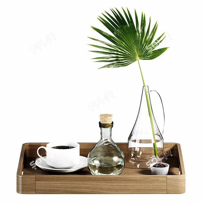 Tropical Bliss: Palm Leaf Decor Set 3D model image 1