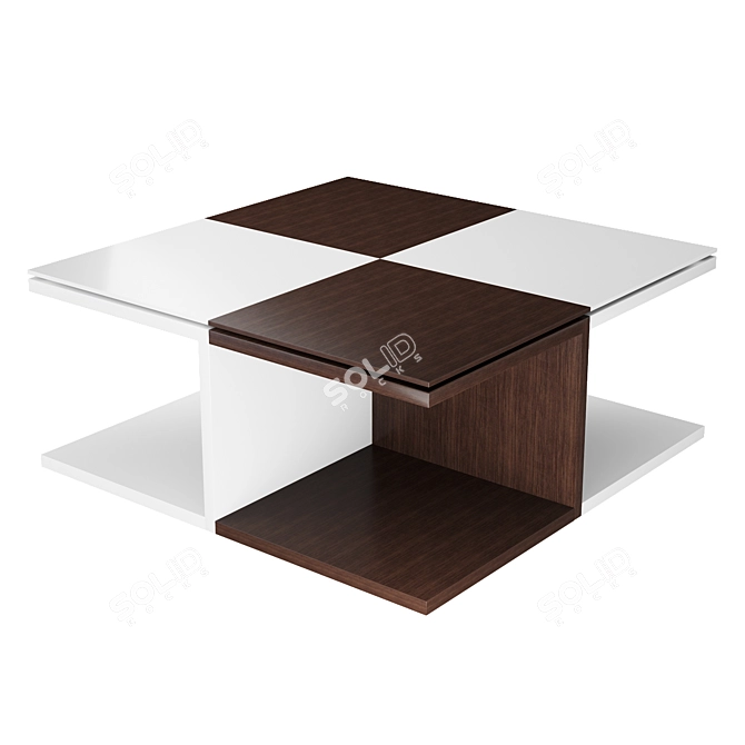 Modern White Brown Coffee Table 3D model image 2