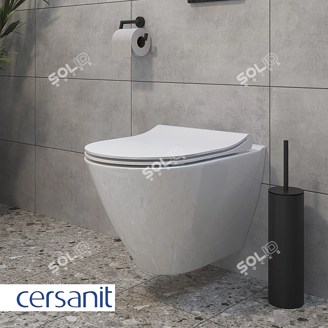 Modern City Oval Wall Hung Toilet 3D model image 3