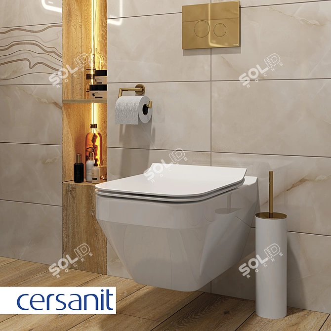 Elegant Wall Hung Toilet 3D model image 3