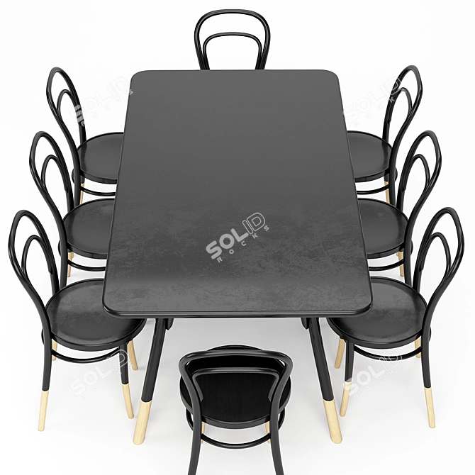 Modern Dining Table Set 3D model image 2