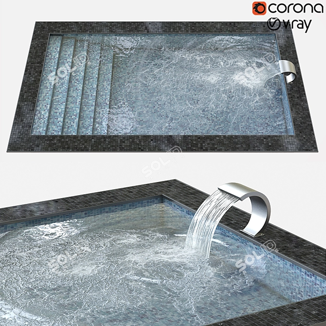Luxury Oasis: Refreshing Swimming Pool 3D model image 1