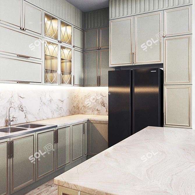 Kitchen03 Classic Modern Kitchen Design 3D model image 4