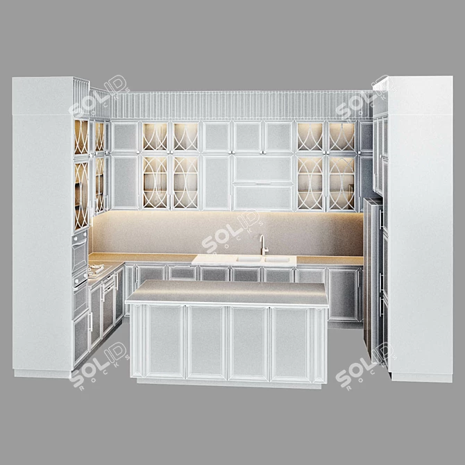 Kitchen03 Classic Modern Kitchen Design 3D model image 6