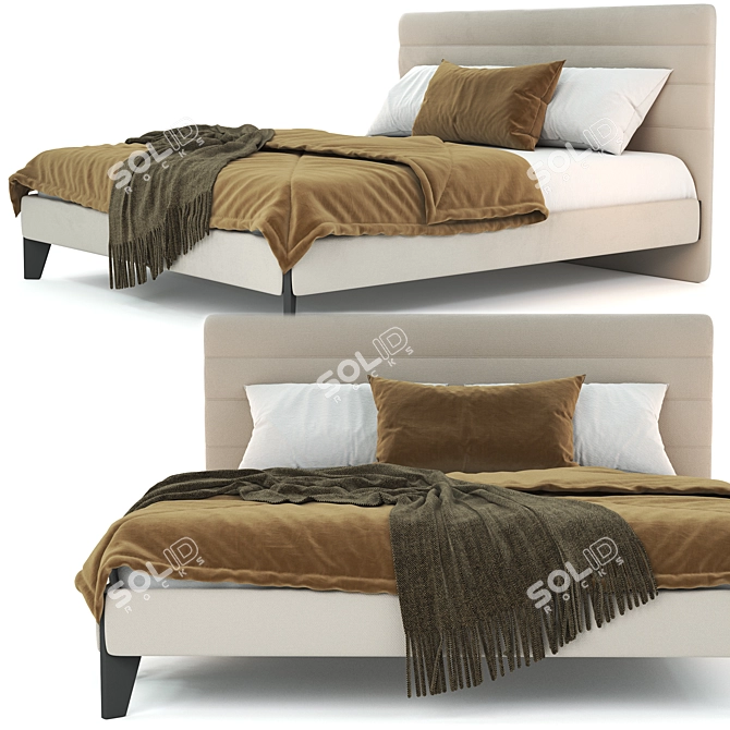 Luxurious Domkapa Yumi Bed - Exquisite Comfort for Your Sleep 3D model image 2