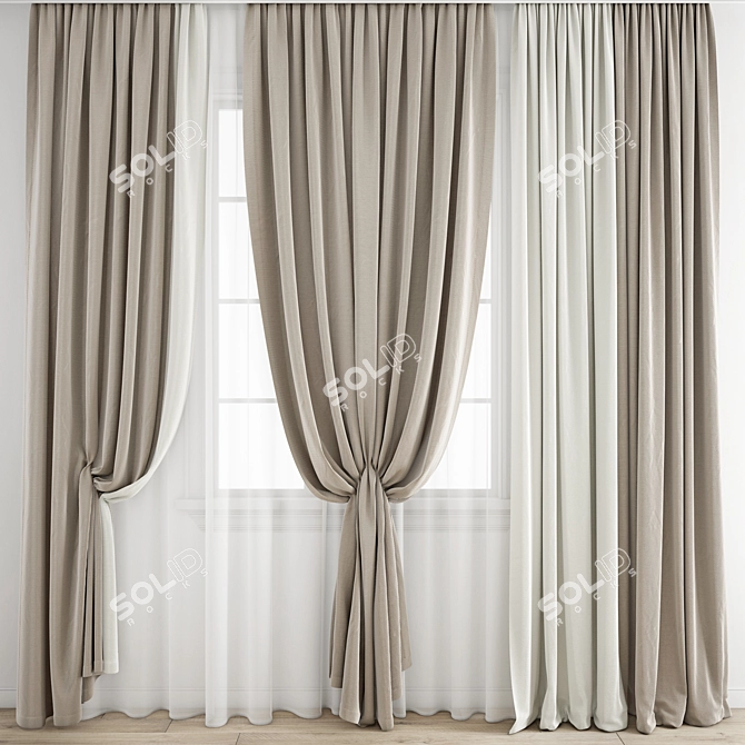 Poly Curtain Model with Texture 3D model image 1