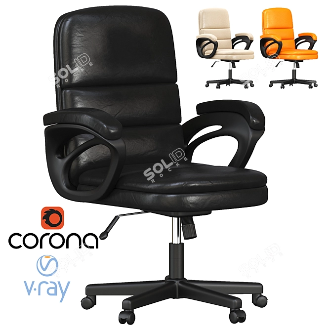 Elegant Leather Manager's Chair 3D model image 1