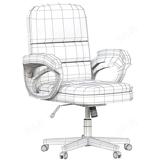 Elegant Leather Manager's Chair 3D model image 7