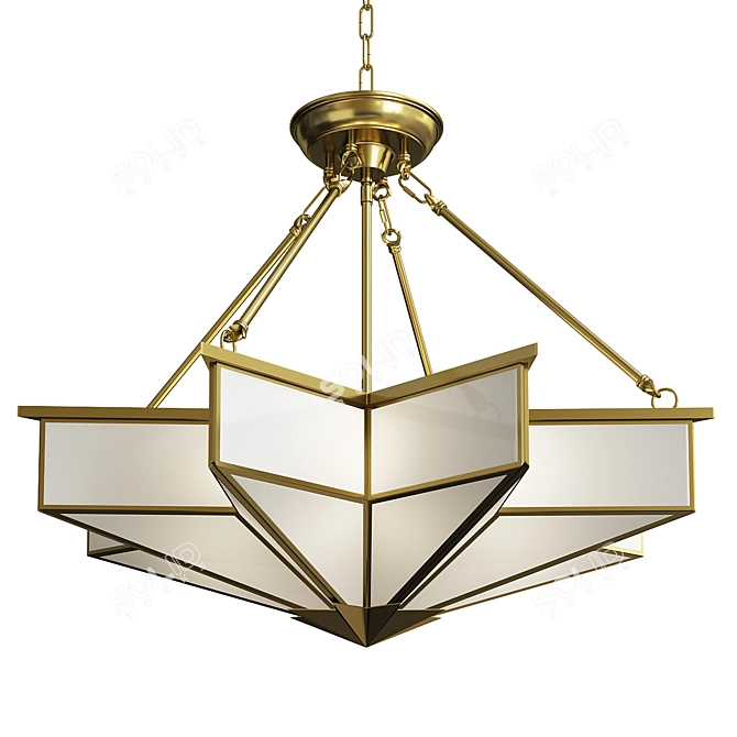 Frosted Glass Star Chandelier 3D model image 1
