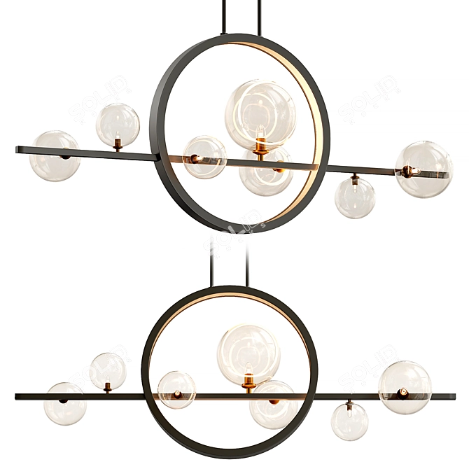 Elegant Iona Chandelier with Halos 3D model image 1