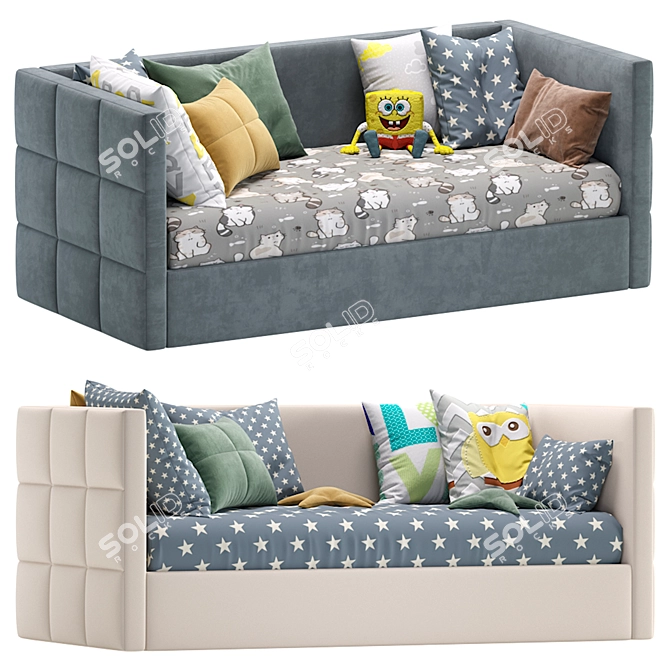 Dreamy ROLIE Kids Bed: 2 Colors 3D model image 1