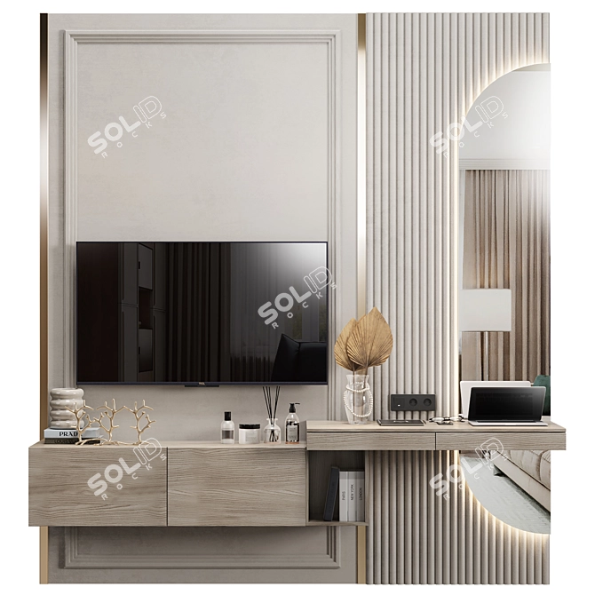 Modern TV Wall Unit 10 3D model image 1