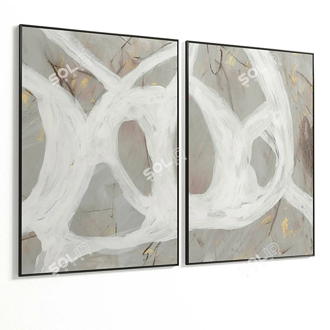 Elegant Dual Photo Frame 100x70cm 3D model image 4