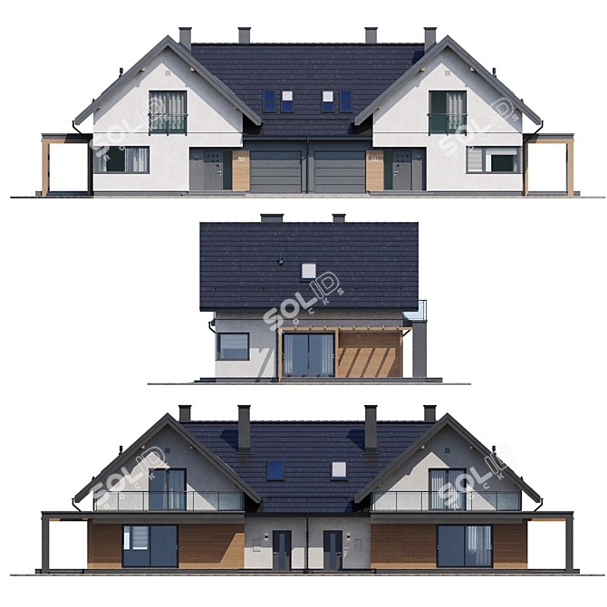 Twin Home Model Kit 3D model image 3