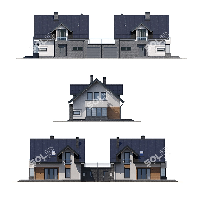 Twin Home Model - Cottage V10 3D model image 3