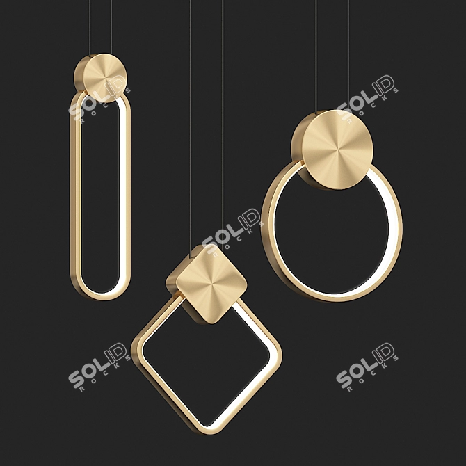 Geometric LED Pendant Lights 3D model image 1