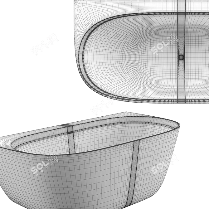 Elegant Sofia Wall Bathtub 3D model image 4