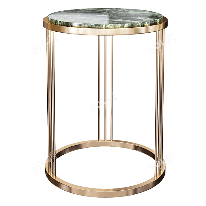 Elegant Rose Quartz Brass Side Table 3D model image 1